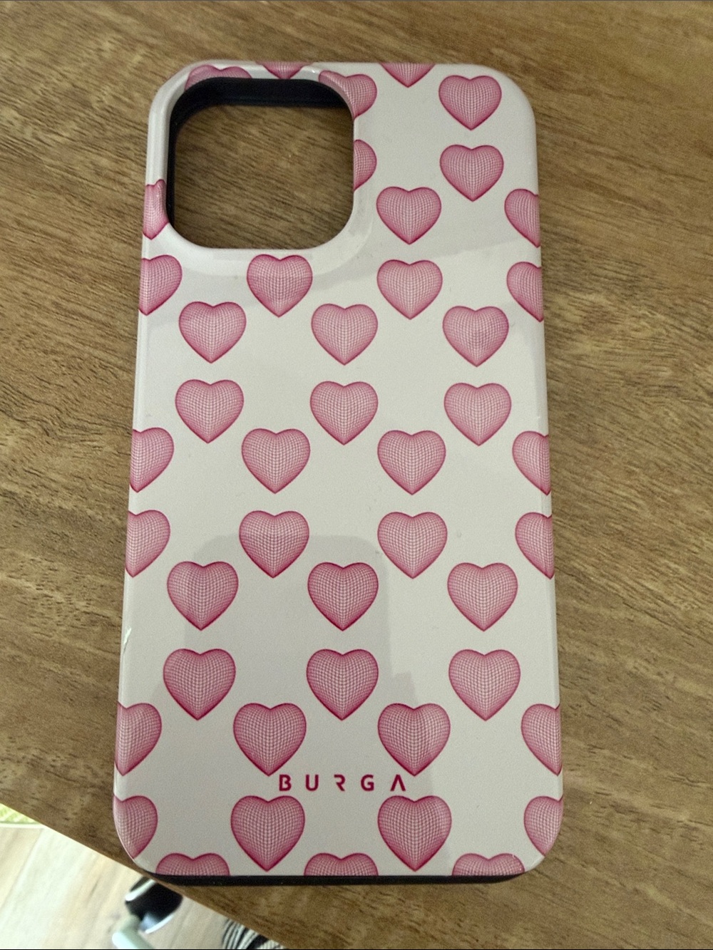 BURGA Pink Heart Pattern Phone Case - White with Pink Hearts IPhone 13 PRO MAX